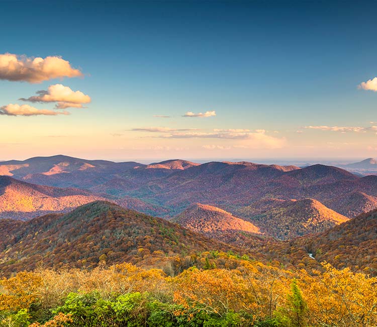 Blue Ridge Mountains panoramic view.