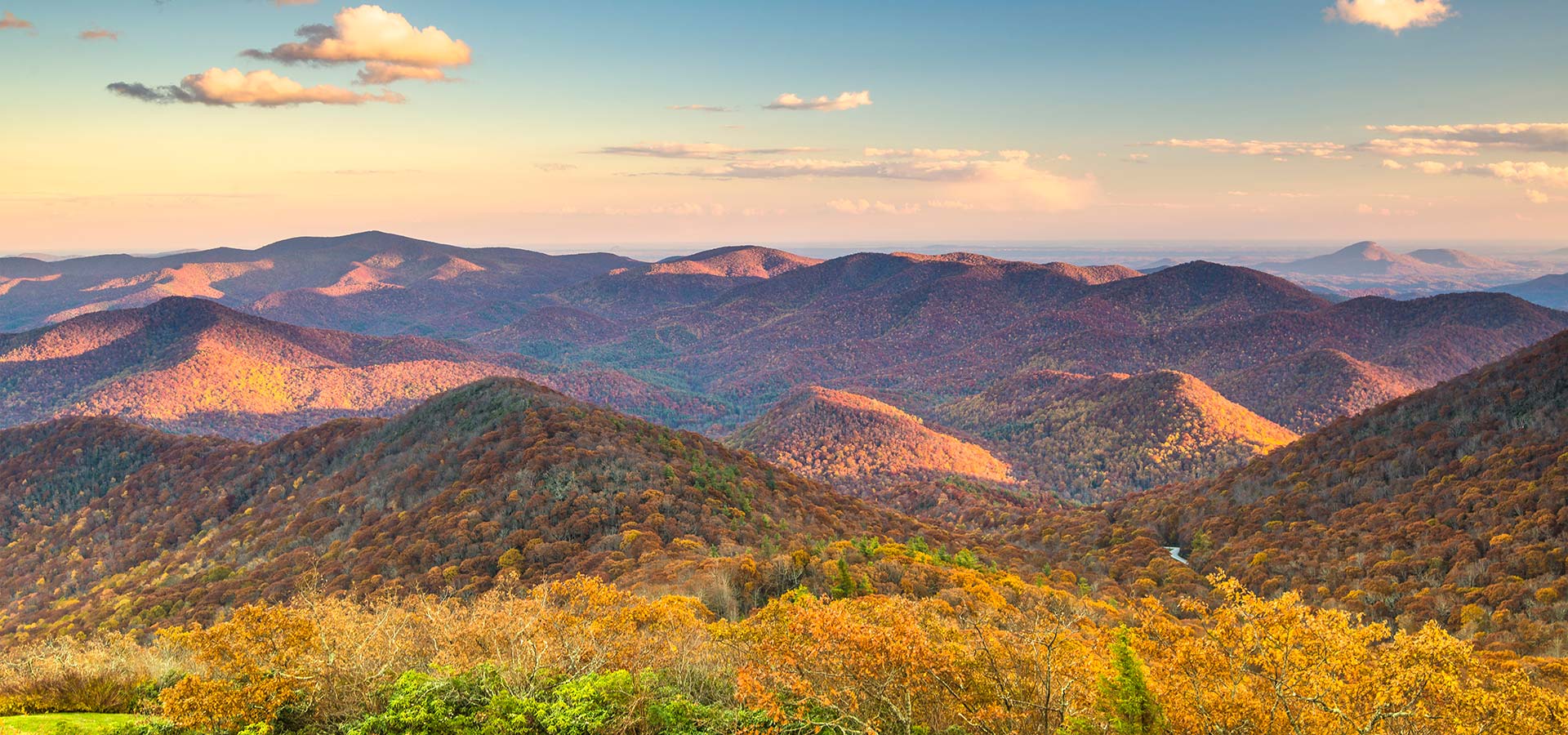 Blue Ridge Mountains panoramic view.