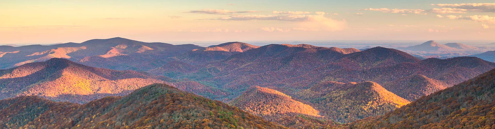 View of North Georgia mountains at sunset.